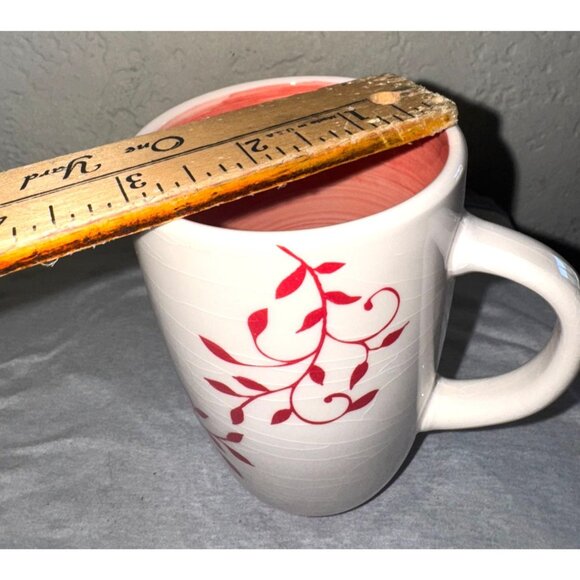 Set Of 2 Ceramic Mugs With Floral & Vine Patterns Red & Multicolor 12 Oz & 16 Oz - Picture 10 of 11